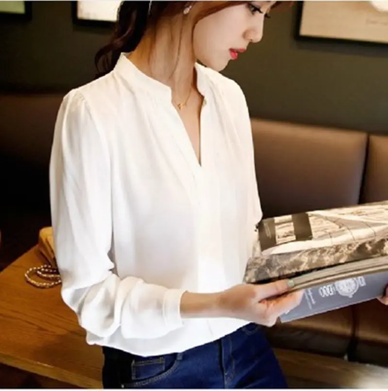 Новинка 2020 горячая Распродажа летняя женская белая шифоновая блузка с длинным