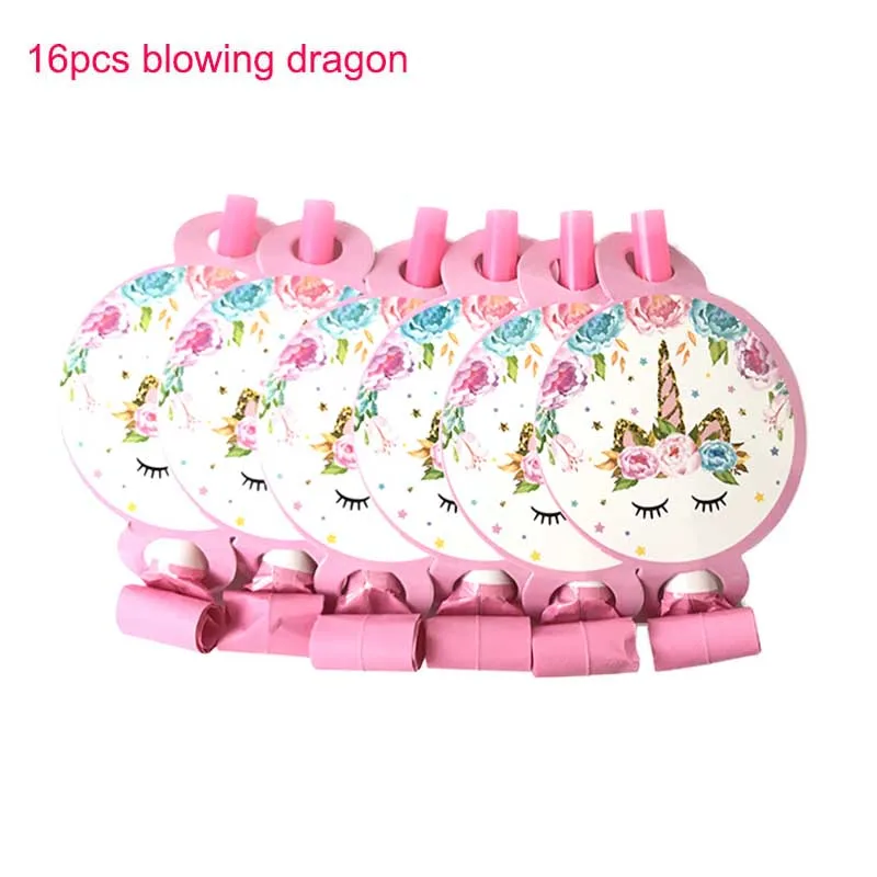C blow dragon Вечерние одноразовые столовые приборы в виде единорога, баннеры с флагом, Детские баннеры для девочек на первый день рождения, вечерние скатерти - Цвет: C blow dragon