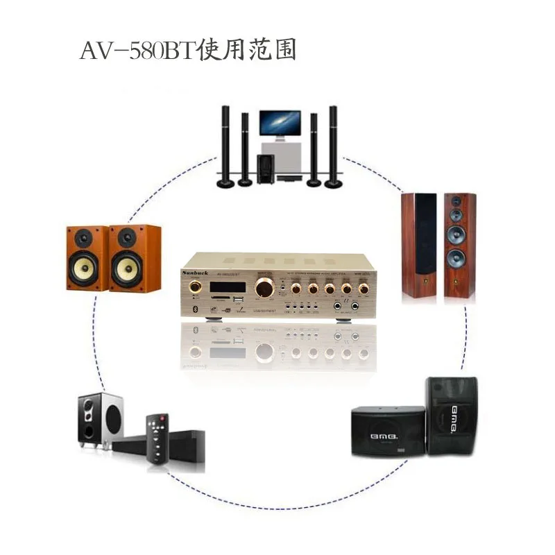 Kaolanhon100W* 2+ 50 Вт* 2+ 50 Вт 5,1 2220 в TAV-580BT Bluetooth усилитель карты высокой мощности HIFI домашний аудио усилитель 4-16 евро