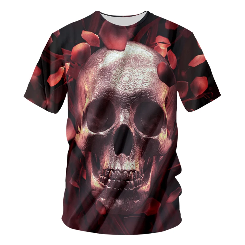 UJWI 3D принт роза Серебряный Череп футболки Повседневная Уличная одежда цветок