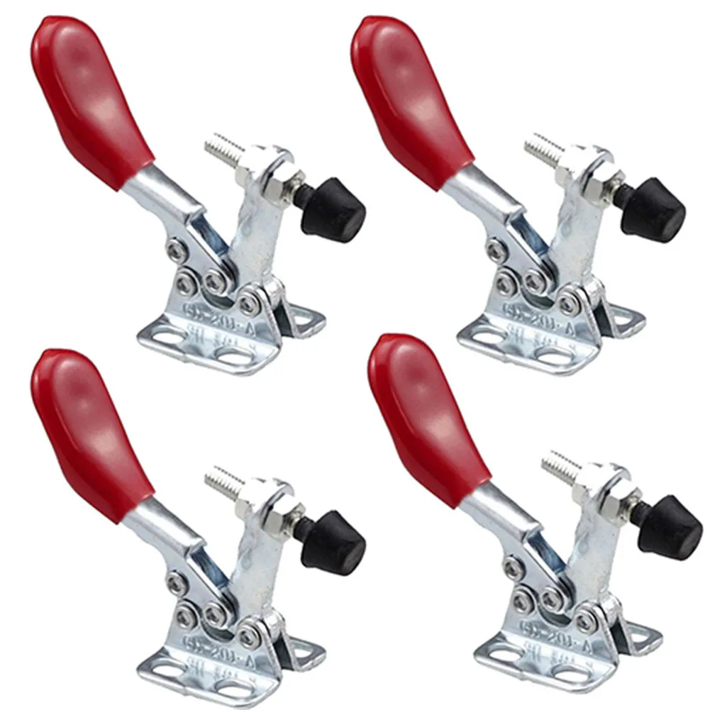 

4 Pcs Anti-Slip U Shape Red Metal Horizontal Pipe Hose Clamp Covered Quick Release Hand Tool Toggle Horizontal Clamps струбцина