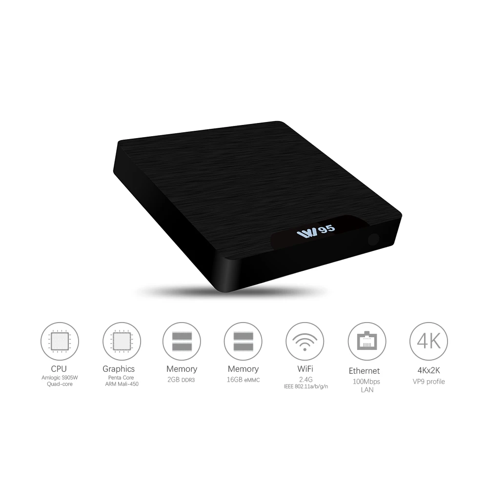 Ilebygo W95 Android 7,1 ТВ приставка Amlogic S905W четырехъядерный 2 Гб 16B телеприставка 2,4G Wifi HD2.0 3D H.265 4K медиаплеер PK X96 mini