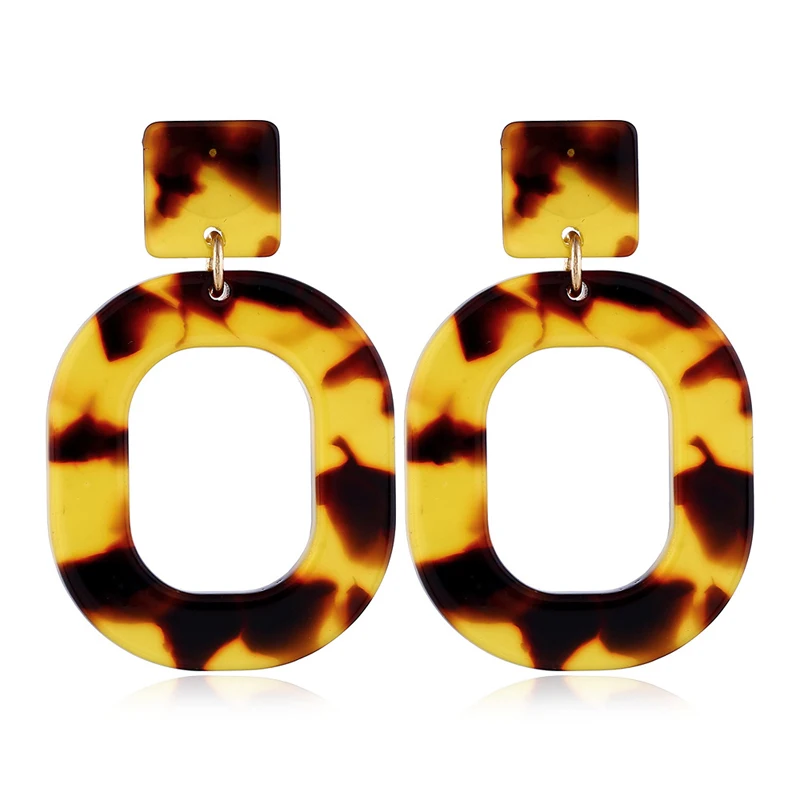Fashion Big Geometric Tortoiseshell Dangle Earrings For Women Colorful Acrylic Drop Earring Party Jewllery | Украшения и