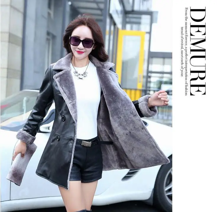 

Fur coat women winter coat thickening warm 2019 new fashion wool liner leisure leather jacket coat coat motorcycle jacket PC002