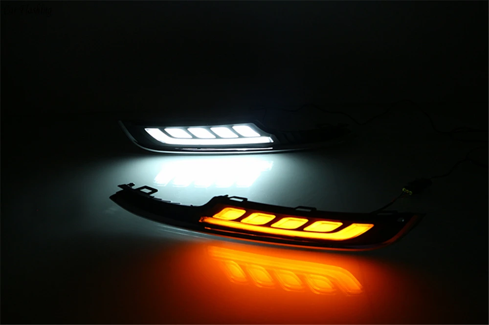 Автомобильный мигающий 1 комплект светодиодный DRL дневные ходовые огни дневной свет с желтым сигналом поворота для Volkswagen VW Golf 7 2013