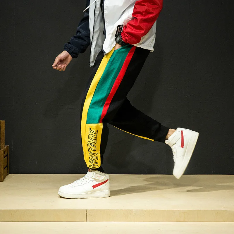 Jogger Pants Men Hip Hop Track Retro Patchwork Loose Fashion Casual Streetwear Male Sweatpant Pantalon Hombre College 2018 | Мужская