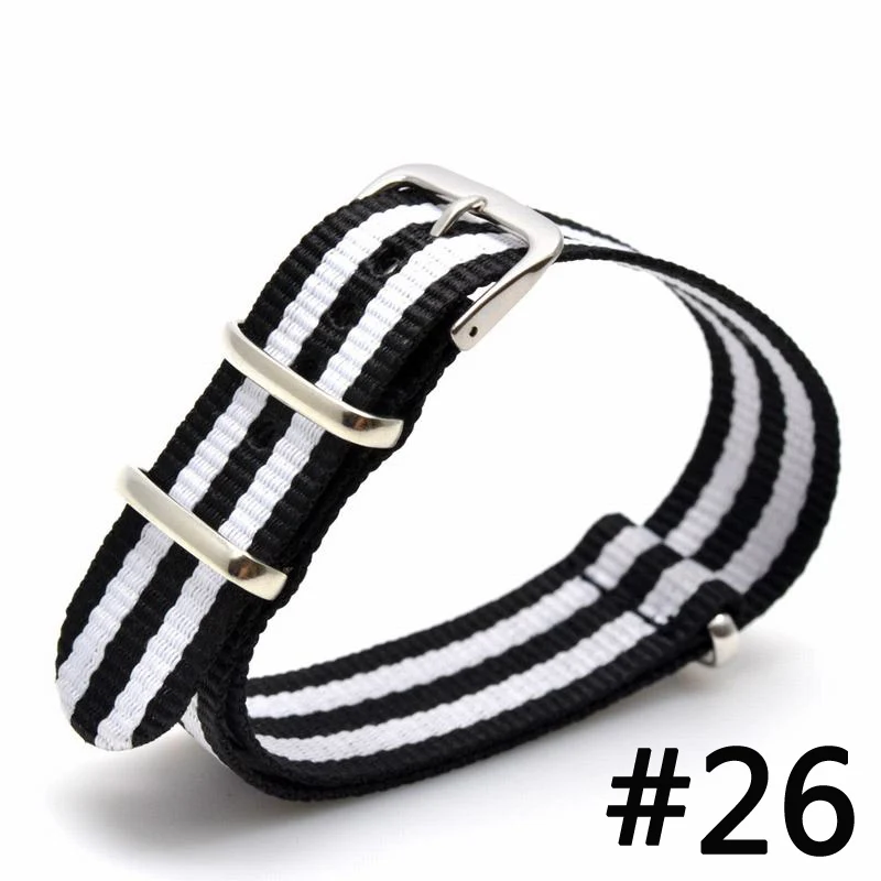 18mm 20mm 22mm Nylon Strap 10Pcs Army Sport Watch Band Woven Stripe Wristband Substitute Dw Strap Metal Buckle Belt