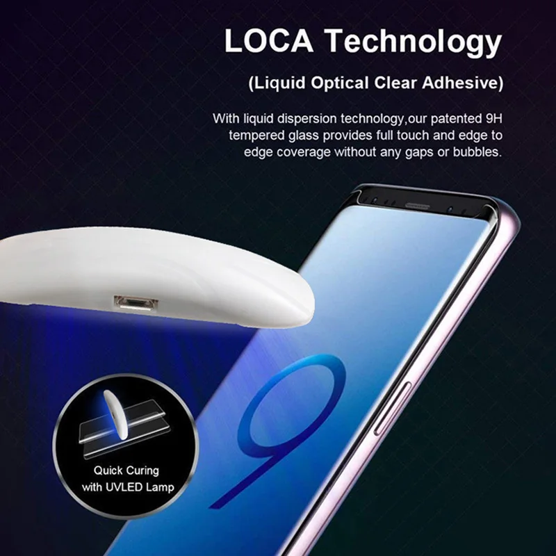 Нано жидкий Полный Клей закаленное стекло протектор экрана для samsung Galaxy S9 S8 Plus Note 9 8 S7 Edge стеклянная пленка УФ светильник