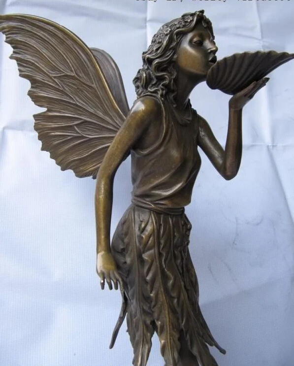 bir 007002 19 Western Art Bronze Copper Carved lovely Angel Angell Girl sculpture Statue | Дом и сад