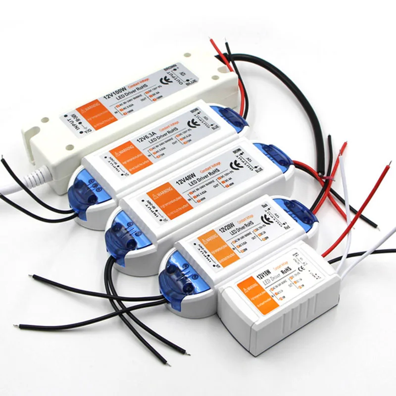 DC12V 18W 28W 48W 72W фары для 100W Светодиодный драйвер для Светодиодный s Питание постоянный ток Напряжение Управление светильник трансформаторы для Светодиодные ленты