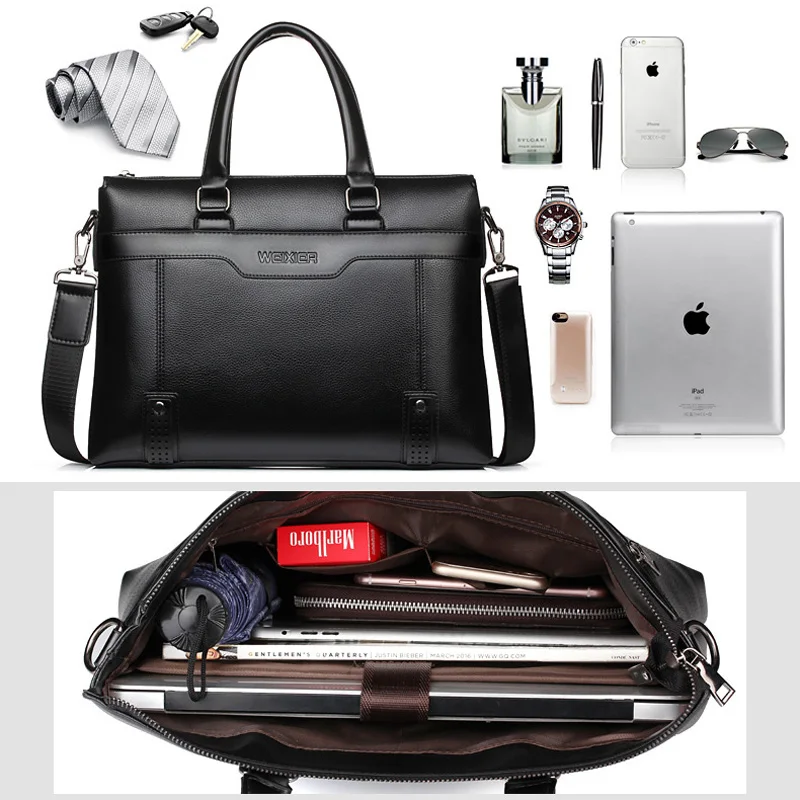 WEIXIER Большая вместительная сумка на плечо мужская деловая молнии