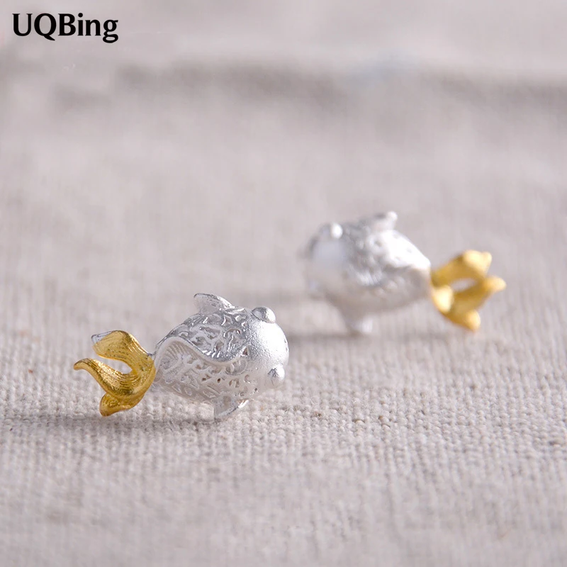 Женские серьги гвоздики из серебра 2017 пробы с маленькой рыбкой|earring box|earring claspearring