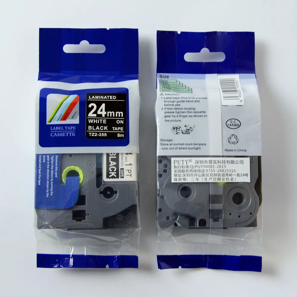 

10pk/lot TZe355 Compatible Label Tape for Brother TZe 355 TZ-355 TZ355 tze-355 White on Black 24mm*8m