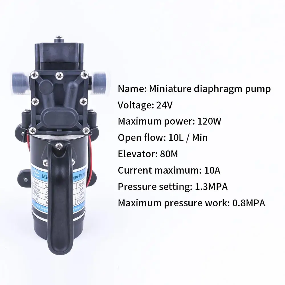 DC 24 в 120 Вт 130PSI 10л/мин вода высокого давления мембранный самовсасывающий насос сельскохозяйственный Электрический водяной насос Автомойка спрей