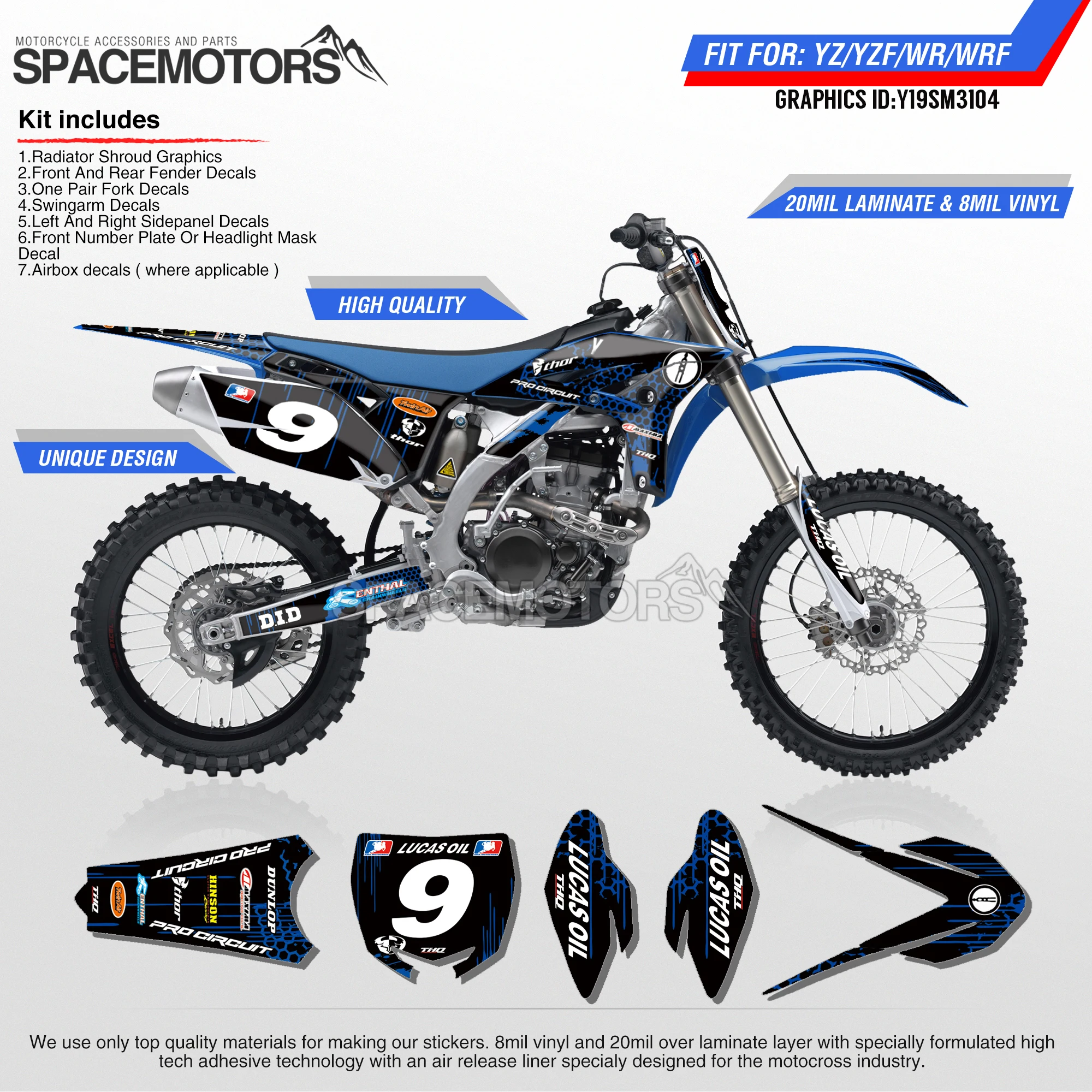 MotoSpace персонализированные графические фоны наклейки 3M для YAMAHA YZF250 2010 2013 WR450F 2012 2015