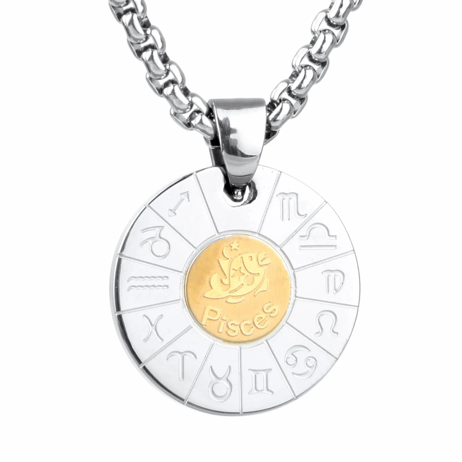 Модное ожерелье из титановой стали с двенадцатью созвездиями подвески рыбами