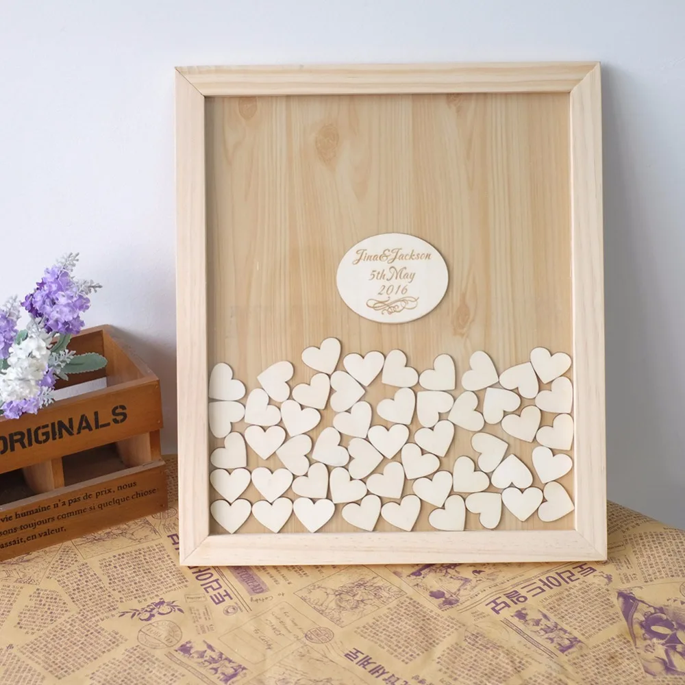 Wedding Guest Book with Wooden Hearts Personalized Rustic Alternatives for Signature Decor | Дом и сад