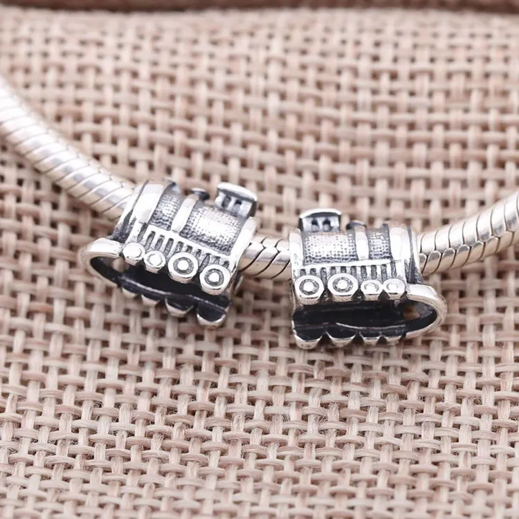 Аутентичные стерлингового серебра 925 Винтаж поезд Шарм бисера Fit Pandora браслет