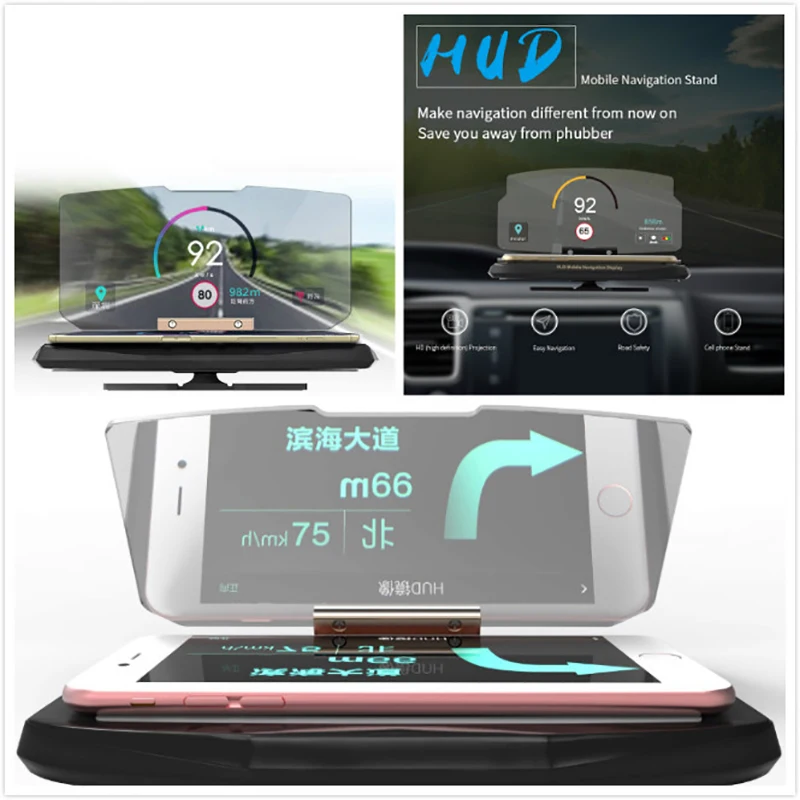 Мобильный навигационный кронштейн HUD Кронштейн Автомобильный Универсальный мобильный телефон голова-вверх проекция голова-вверх дисплей голова вверх дисплей