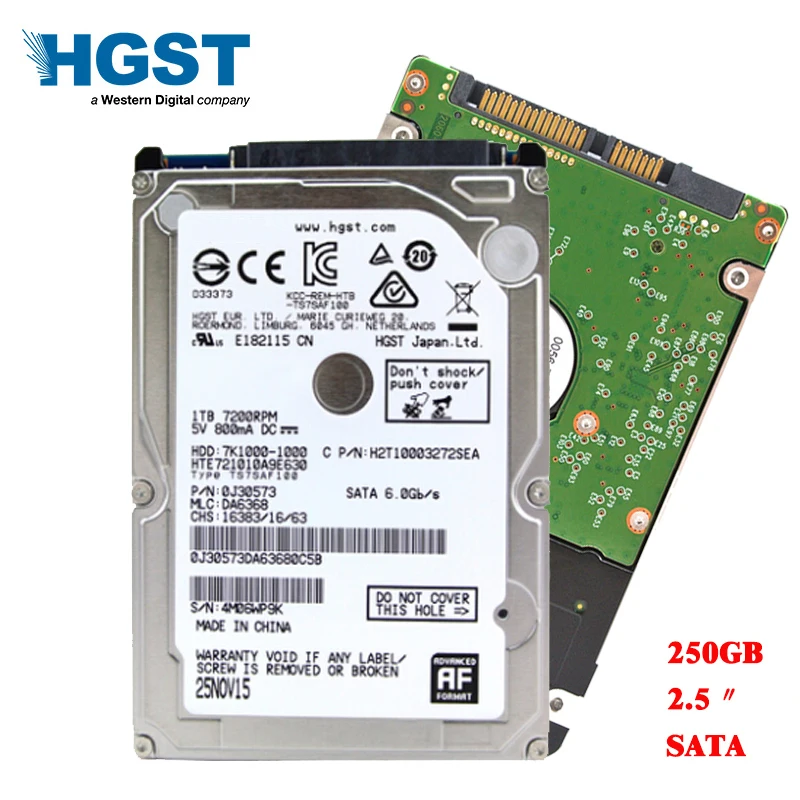 Новый жесткий диск HGST для ноутбука 2 5 дюйма 250 ГБ 3 ГБ/сек. Мб/8 Мб 5400 об/мин 7200 тонкий