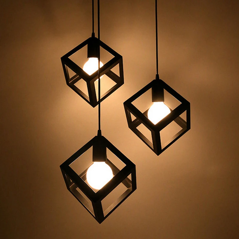 Современный квадратный железный подвесной светильник в стиле арт-деко освещение