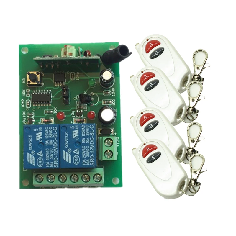 315/433MHz DC 12V 2CH RF беспроводной ресивер + 2 кнопочные передатчики для ворот