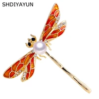 shdiyayun new high guality pearl brooch dragonfly brooch for women vintage enamel brooch pins natural freshwater pearl jewelry