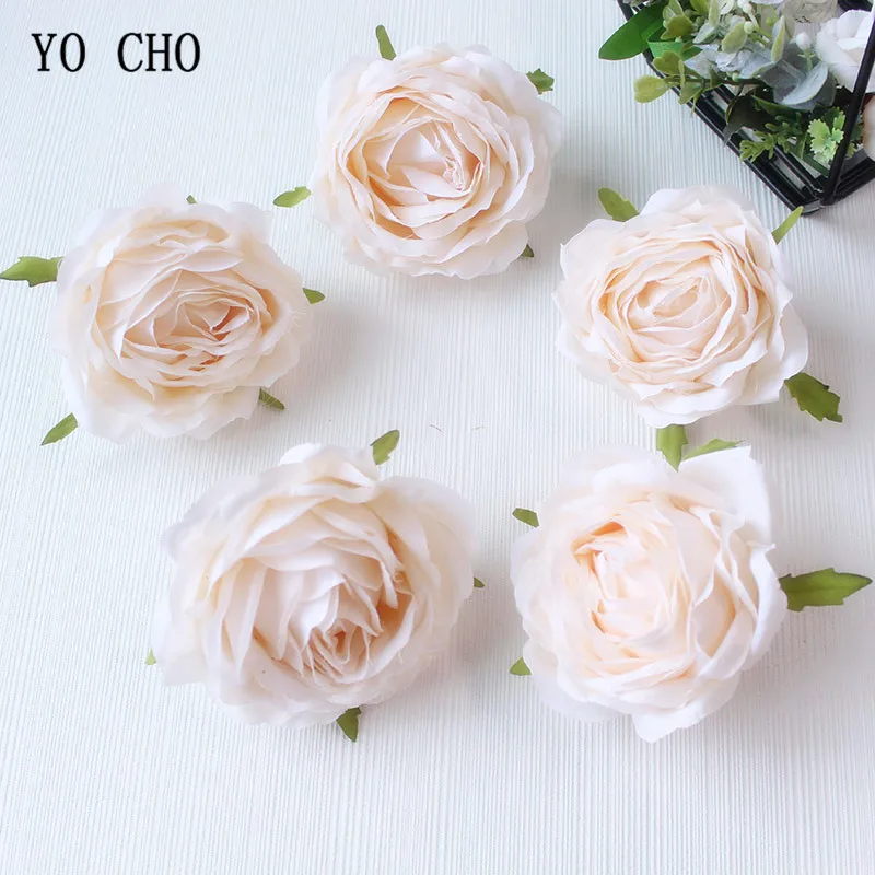 

YO CHO 9cm Roses Artificial Flowers Silk Peony Red White Artificial Flower Heads Wedding Flower Wall Decor for Home Decoration