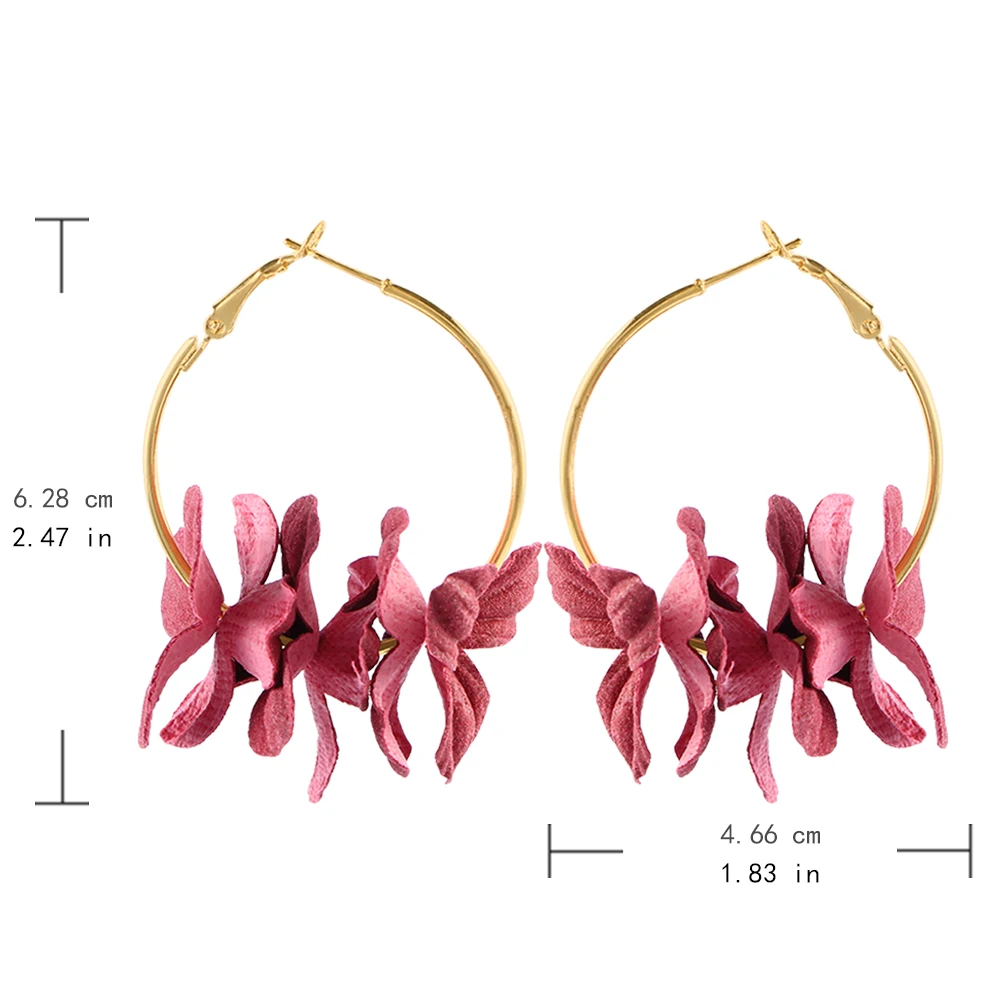 Модные тканевые серьги подвески с цветком для женщин Bijoux красочные Лепестковые