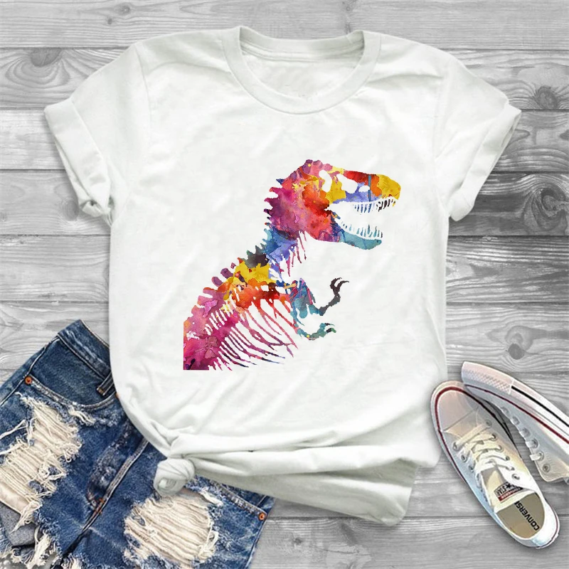 Женская футболка с коротким рукавом креативная в стиле Харадзюку принтом