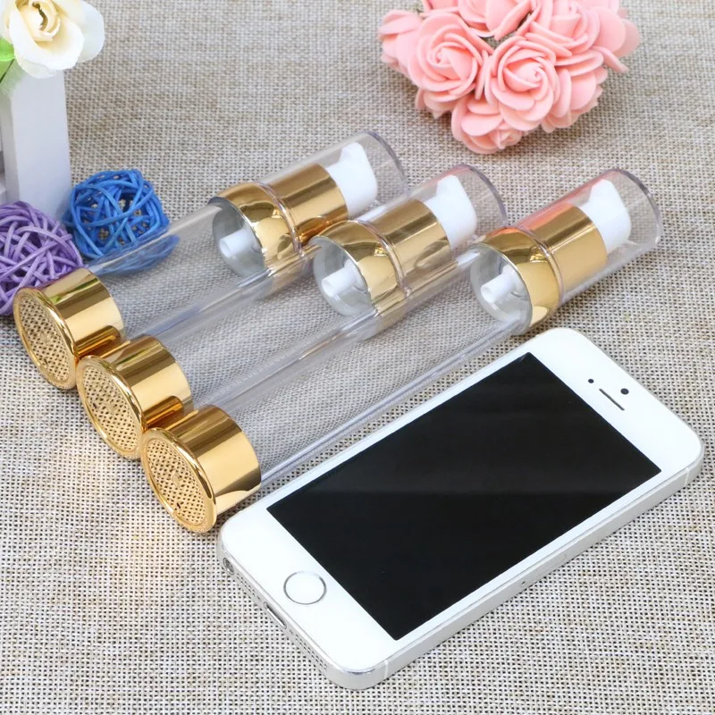 

Mini 15ml 20ml 30ml Gold Empty Essence Lotion Refillable Bottle Cosmetic Packaging Materials Plastic Airless Bottles 2pcs/lot