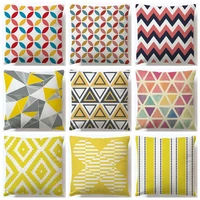 45x45cm colorful geometry pattern cushion cover geometric printed pillowcases linen cotton pillow covers sofa cushion cover