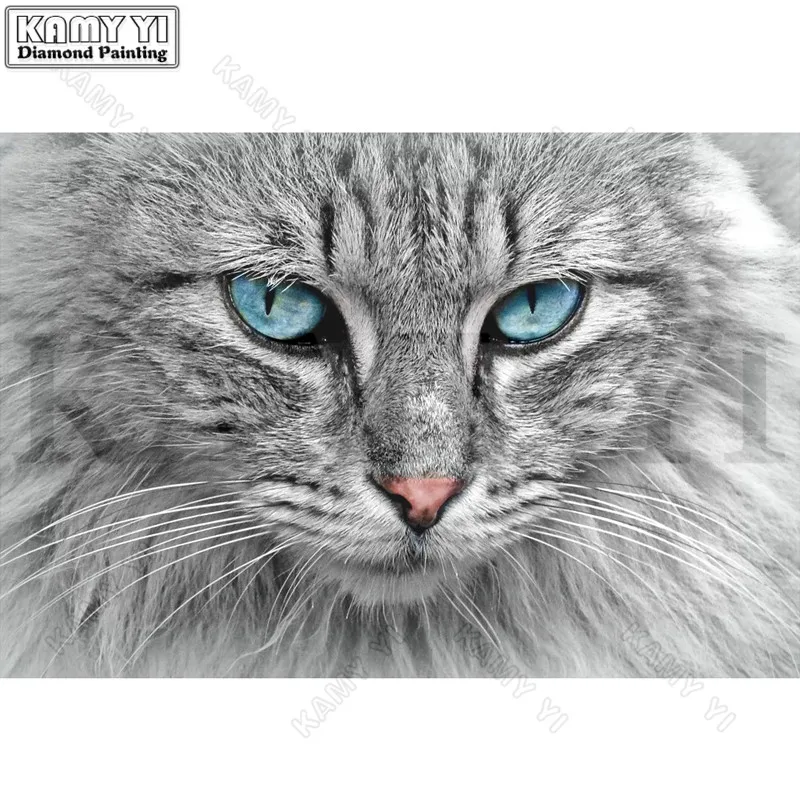 

Алмазная 5D картина «сделай сам» с квадратными/круглыми стразами, вышивка крестиком, мозаика «серый кот» стразы, ручная работа