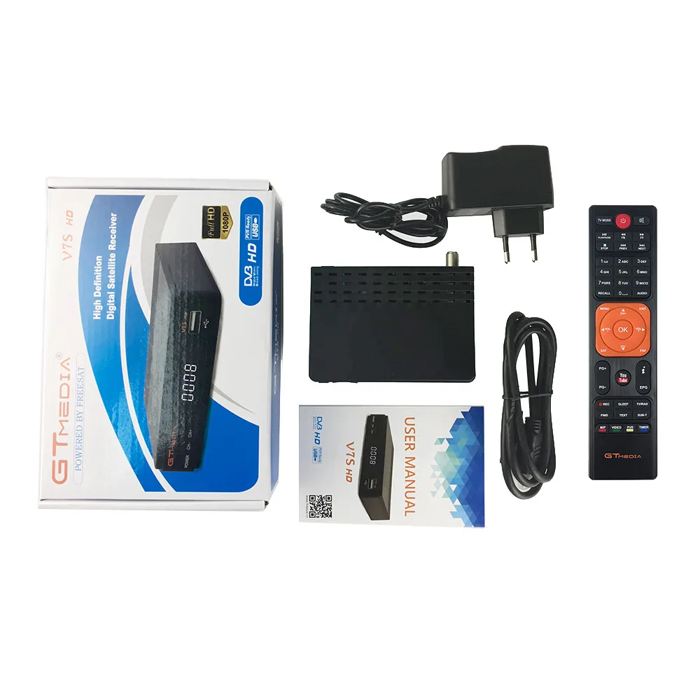 Новое поступление, спутниковый ресивер с дистанционным управлением V7S HD DVBS2, цифровой конвертер 1080 p, поддержка USB, WiFi, антенна - Цвет: Черный