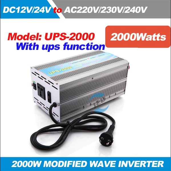 Инвертор для солнечной батареи 2000 Вт UPS 2 кВт 12 В/24 В постоянного тока до 220