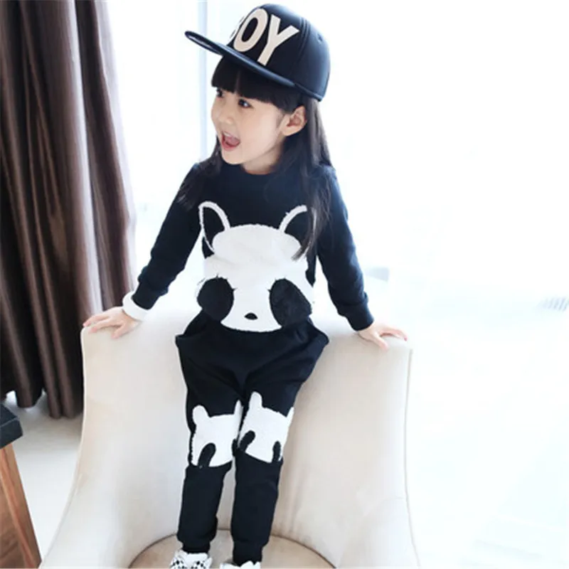 

2017 Autumn Girls Clothes Panda Pattern Sport Suit for Christmas Roupas Infantis Menino Kids Clothing Sets Age 12M 10 Years Old