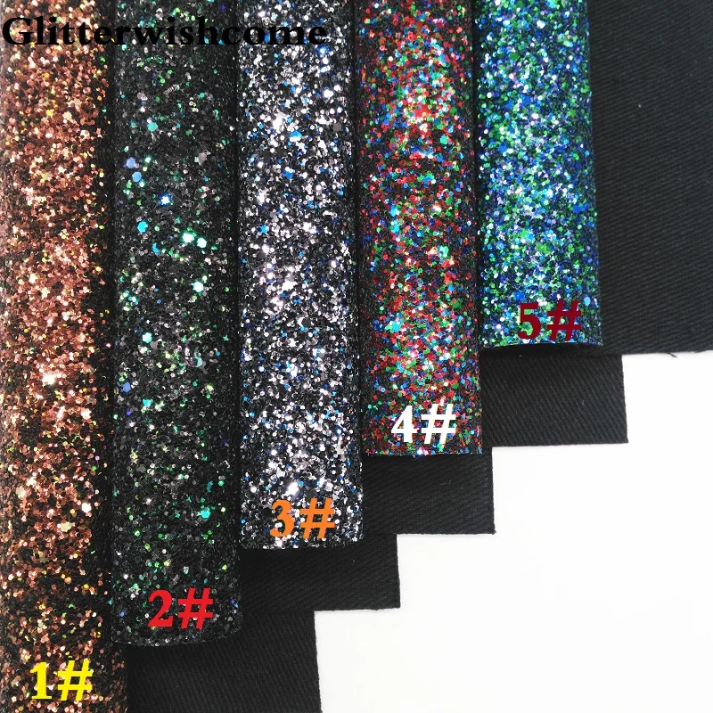 Винил Glitterwishcome размера A4 21 х29 см для бантов блестящая массивная кожаная ткань