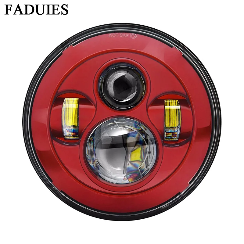 FADUIES красный мотоцикл 7 дюймов Проектор светодиодный налобный фонарь для Harley FLSTF