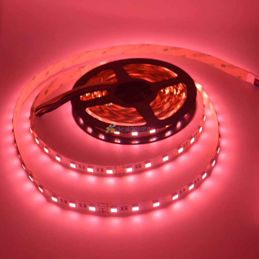 Цветная(RGB+ CCT 5 в 1 Светодиодные ленты 5050 60 светодиодный/метр 12v 24v CW+ RGB+ WW фишек гибкие светодиодные ленты 5 м/лот