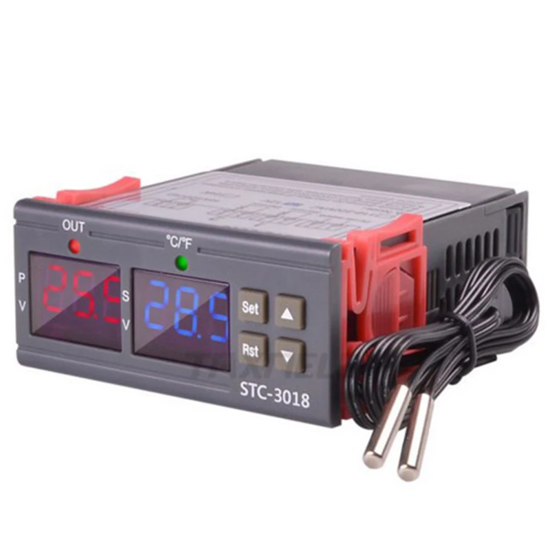

STC-3018 12V 24V 220V Digital Temperature Controller C/F Thermostat 10A Relay Thermoregulator Heating Cooling For Incubator