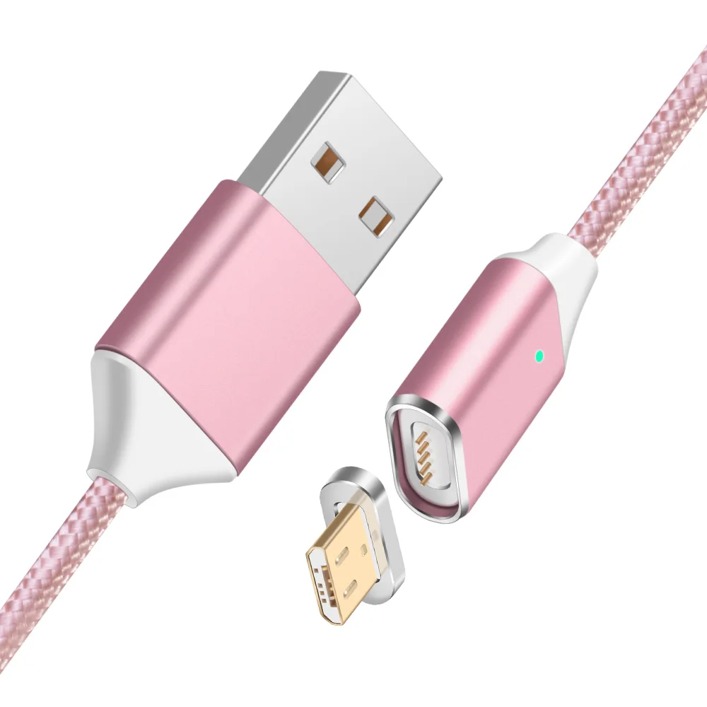 Rose Gold Micro Cabl Магнитный кабель Нейлон Плетеный Магнит Micro USB кабель для быстрой зарядки передачи и синхронизации данных Зарядное устройство для подключения кабеля к кабелю для Xiaomi samsung Android - Цвет: Rose Gold Micro Cabl