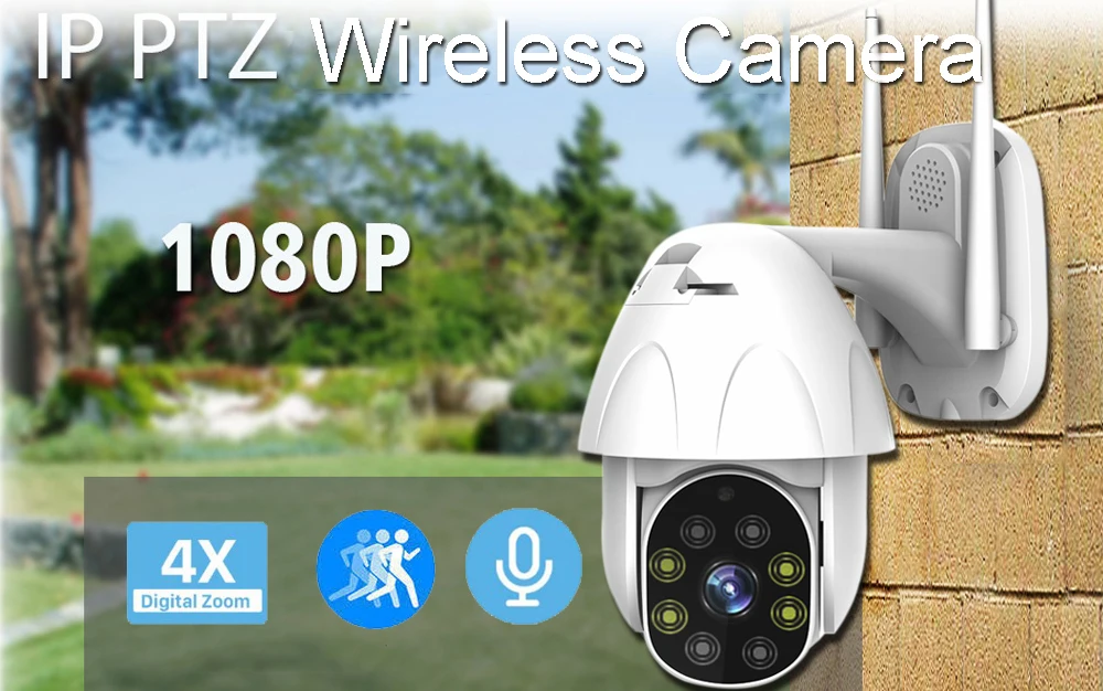 Wifi наружная PTZ ip-камера 1080p скоростная купольная CCTV ip-камера безопасности wifi 2MP IR домашняя камера с цветным ночным видением Двусторонняя аудио