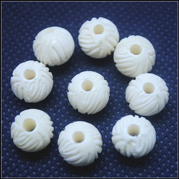 

10pcs nature carving bone beads white colors nice diy beads accessories top fashion items size 10mm 12mm