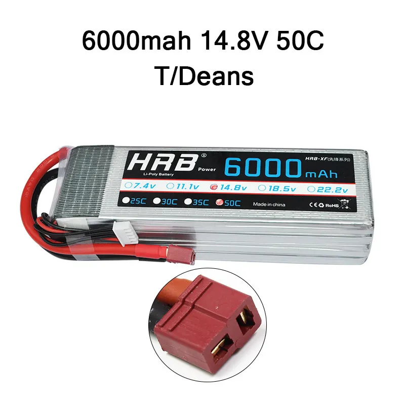 4S 6000mah 50C T HRB Lipo 3S 4S 11,1 V 14,8 V 5000mah 2S 6S 7,4 V 22,2 V батарея 2200mah 2600mah 3300mah 6000mah T для TRAXXAS 1:10 RC автомобиля FPV лодки - Цвет: 4S 6000mah 50C T