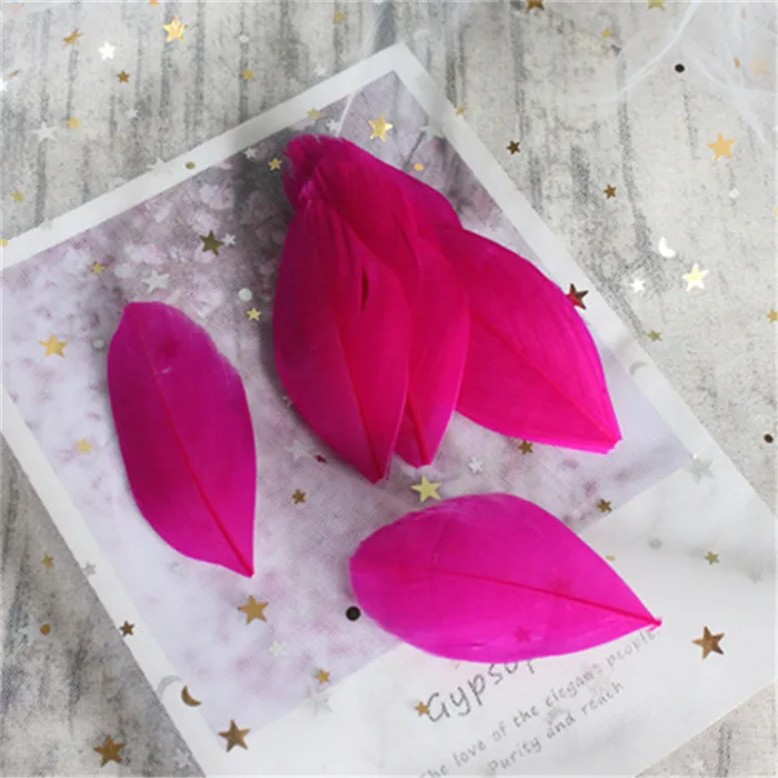 Rose red 50 шт., перья боа, натуральные перья, лебедь, Plumas De Colores, 4-8 см, перья фазана, свадебные украшения, свадебные украшения - Цвет: Rose red
