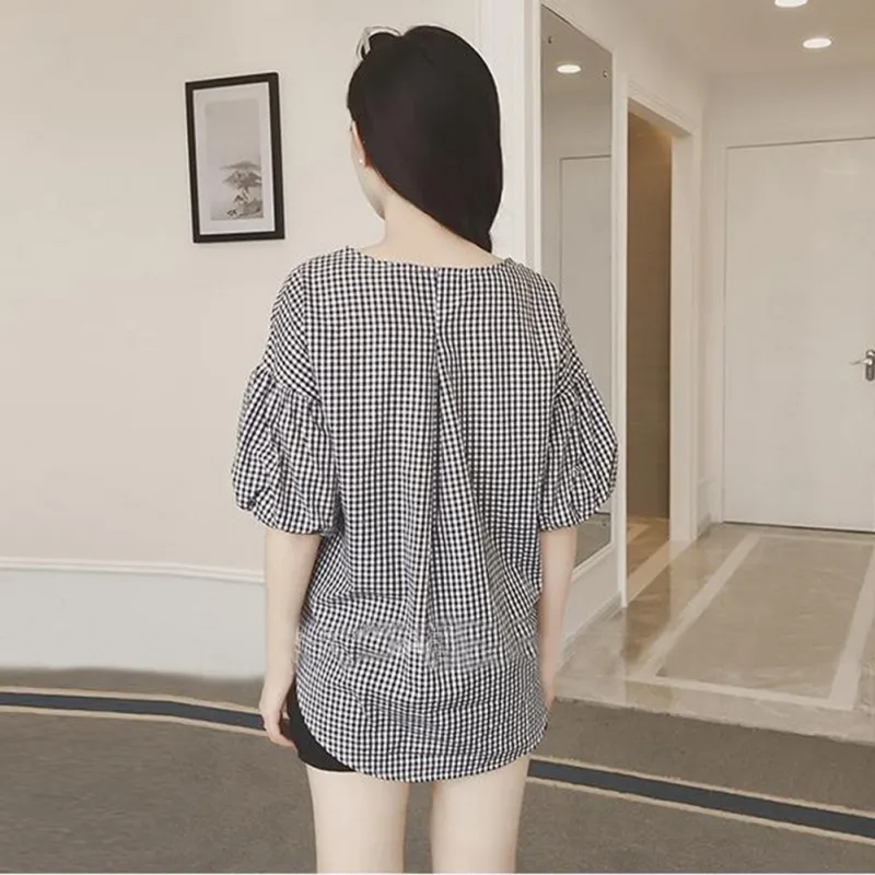 Женские повседневные блузки с коротким рукавом и круглым вырезом топы принтом в