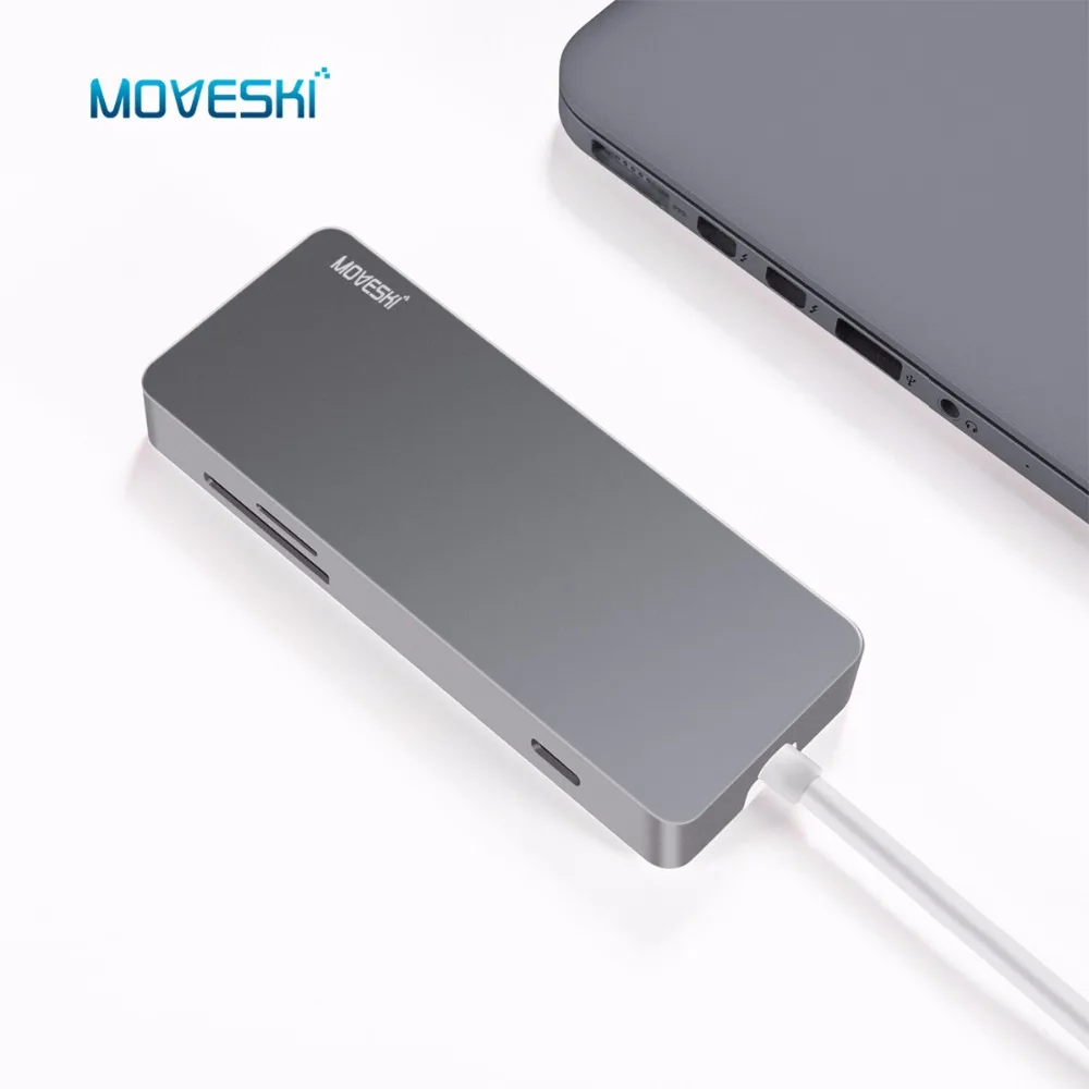 Moveski VT102 PD Быстрая зарядка Ethernet USB C-type C концентратор с портом для зарядки HDMI порт