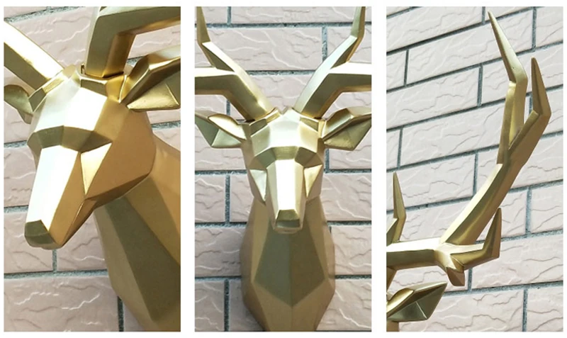 Супер большие аксессуары для домашнего декора, 3D статуя оленя, статуэтка животного, украшение на стену, скульптура 70x50 см, орнамент, свадебные украшения