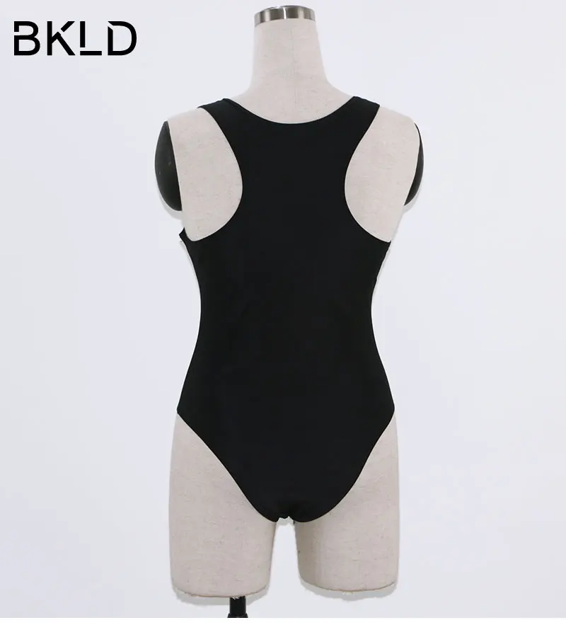 BKLD черный сексуальный боди с молнией спереди и открытыми плечами Женская Мода 2017