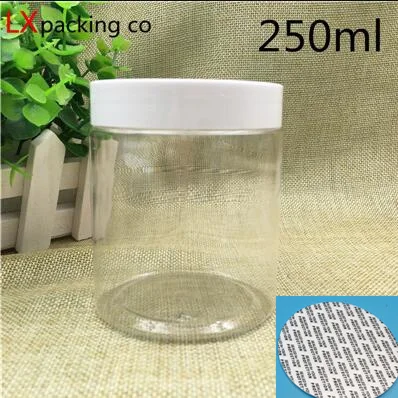 250 ml white lid 30 шт 50 80 100 150 200 250 мл прозрачные Пластиковые Упаковочные бутылки с белой крышкой контейнер для специй банка с наклейкой - Цвет: 250 ml white lid